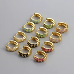 Exquisite Stainless Steel Sparkling Zircon Small Hoop Earring Light Luxury Multicolor Huggie Earrings For Women Fashion Jewelry