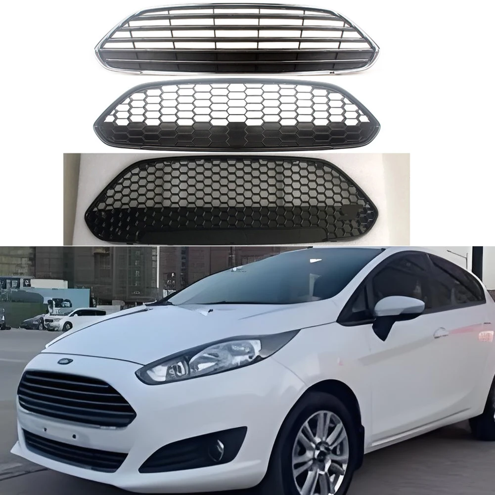 

Новый сотовый передний бампер в стиле ST, верхняя нижняя решетка для Ford Fiesta 2013, 2014, 2015, 2016, 2017,