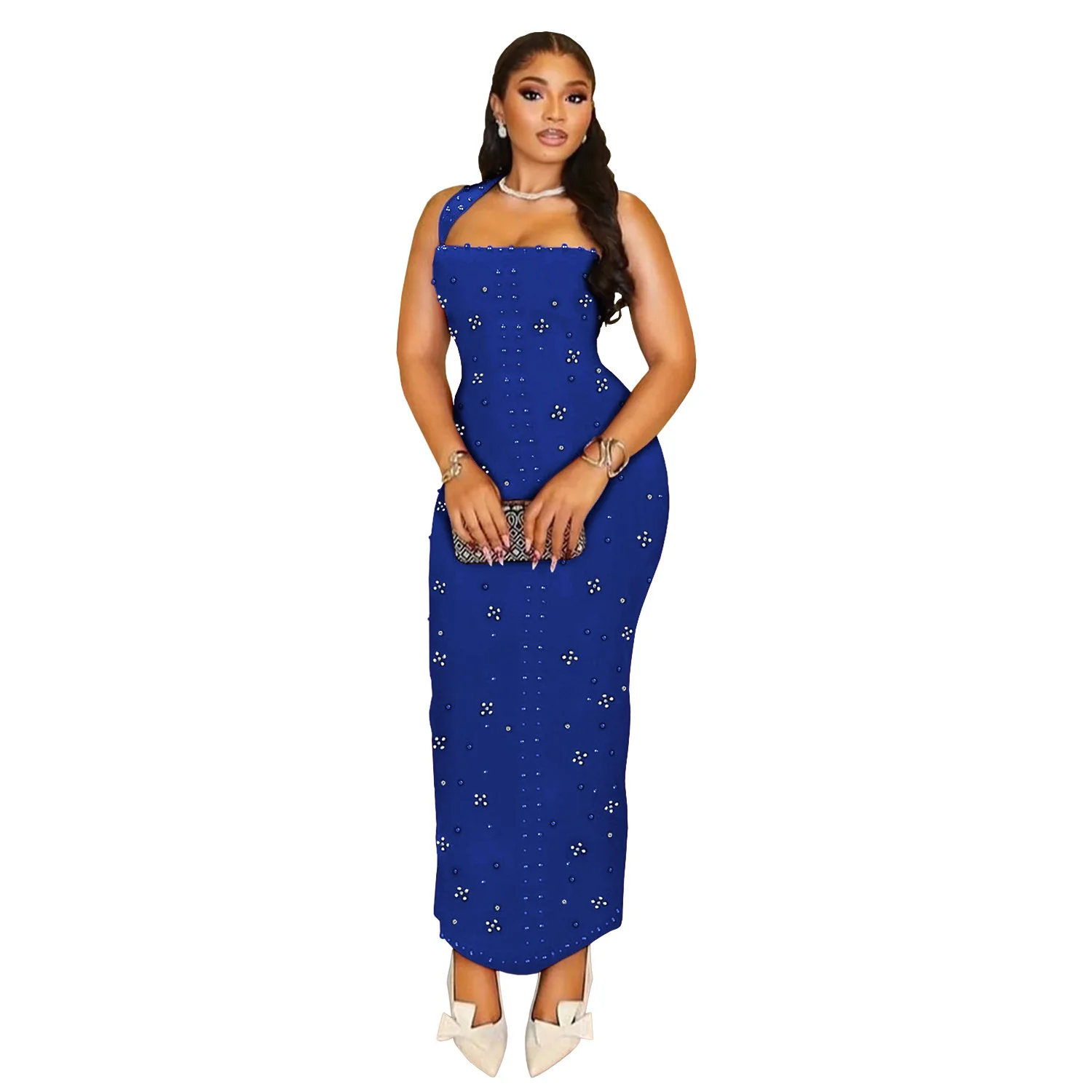 

Elegant Dashiki African Dresses for Women Summer Fashion Sleeveless Black Blue Red Diamond Long Maxi Dresses Africa Clothing