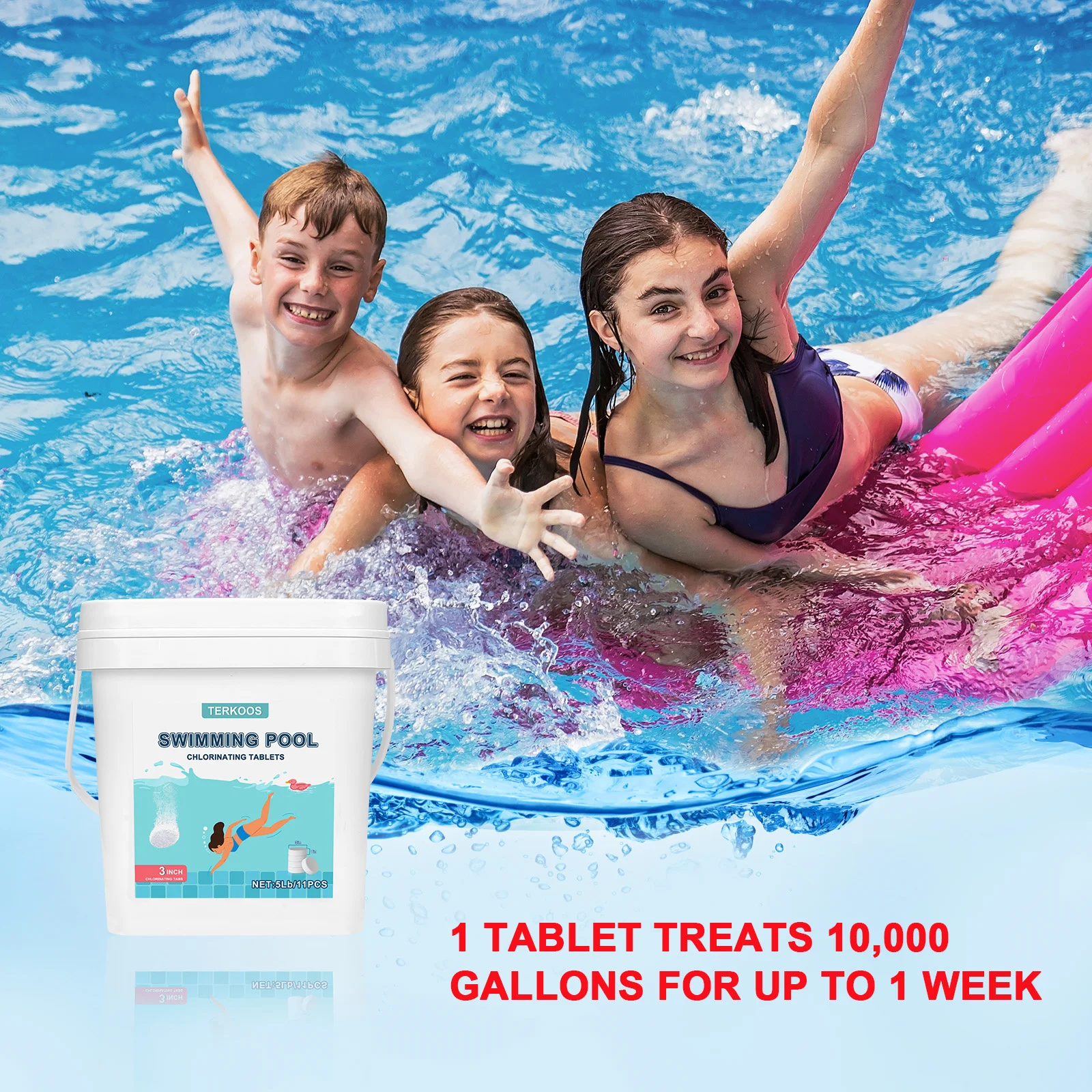 10LB Swimming pool care 3-inch super chlorine tablets, swimming pool chlorination purification