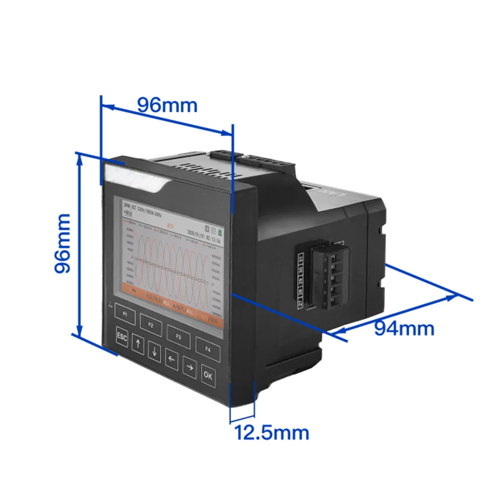 Three-Phase Power Quality Analyzer Harmonic Unbalance Analysis 32GB Data Logging High Accuracy 0.2% CAT III 600V 1 Year