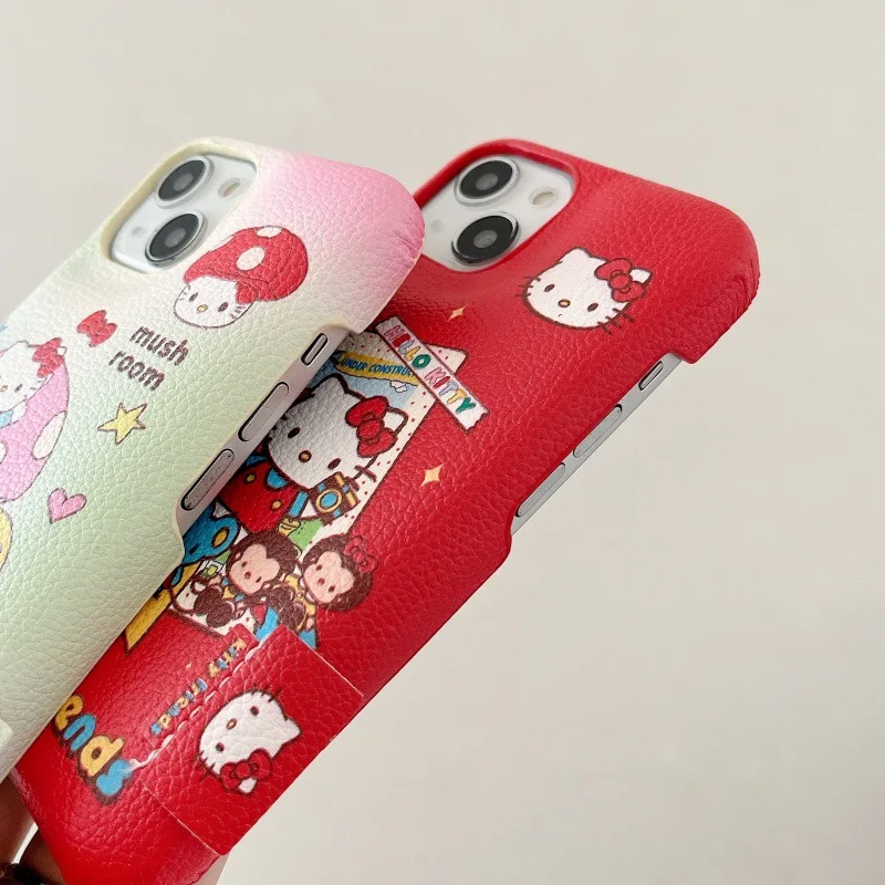 Sanrio Hello Kittys Anime Kawaii odpowiedni dla Apple 14promax Cartoon Cute Protective Cover 13pro Kt Cat 15pro Etui na telefon komórkowy