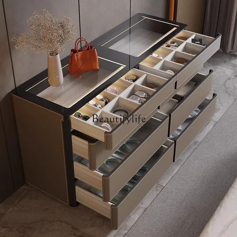 ls 04 Italian minimalist bedroom floor-to-ceiling bedside cabinet Modern light luxury household storage jewelry storage cabinet