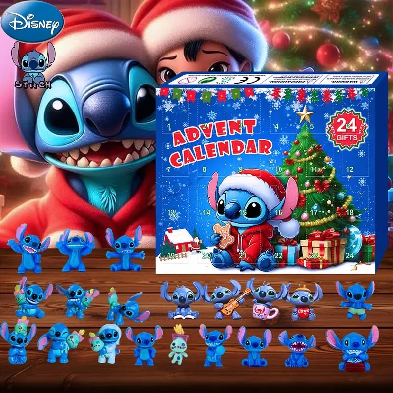 2024 Stitch Christmas Advent Calendar Box Lilo&stitch Model Doll Anime Figures Xmas Birthday Gifts Kid Girls Boy Toy