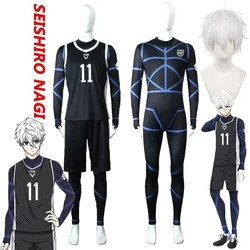 Anime Blue Nagi Seishiro Cosplay Costume Black Jersey Jumpsuit Wig Men Football Jersey Seishiro Nagi Cosplay Costumes for Women