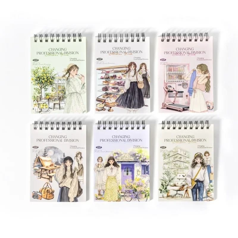 1Pack/2Pack Versatile Professions Coil Sticker Book 6 Career Themes for Journal Roleplay Decor