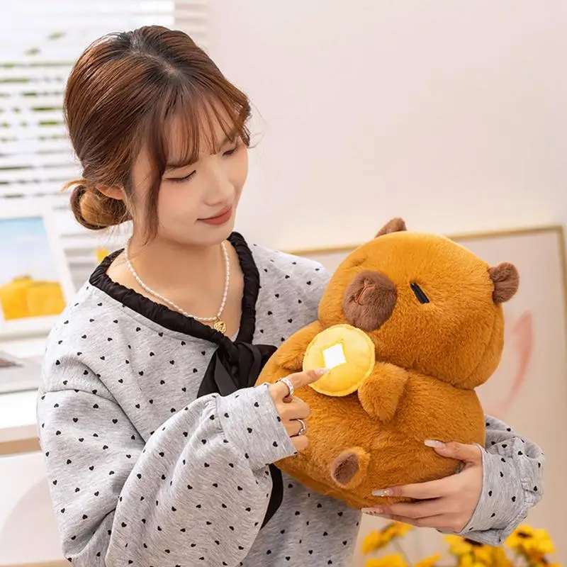 Capybara Stuffed Pillow Cartoon Stuffed Pillow Doll Decor Plush Animal Toy with Rich Expression for Living Room Kid's Room Car