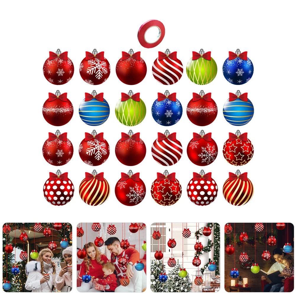 

24 Sheets Christmas Tree Hanging Ornaments Exquisite Xmas Balls Pet Ball Ornaments Xmas Party Decoration