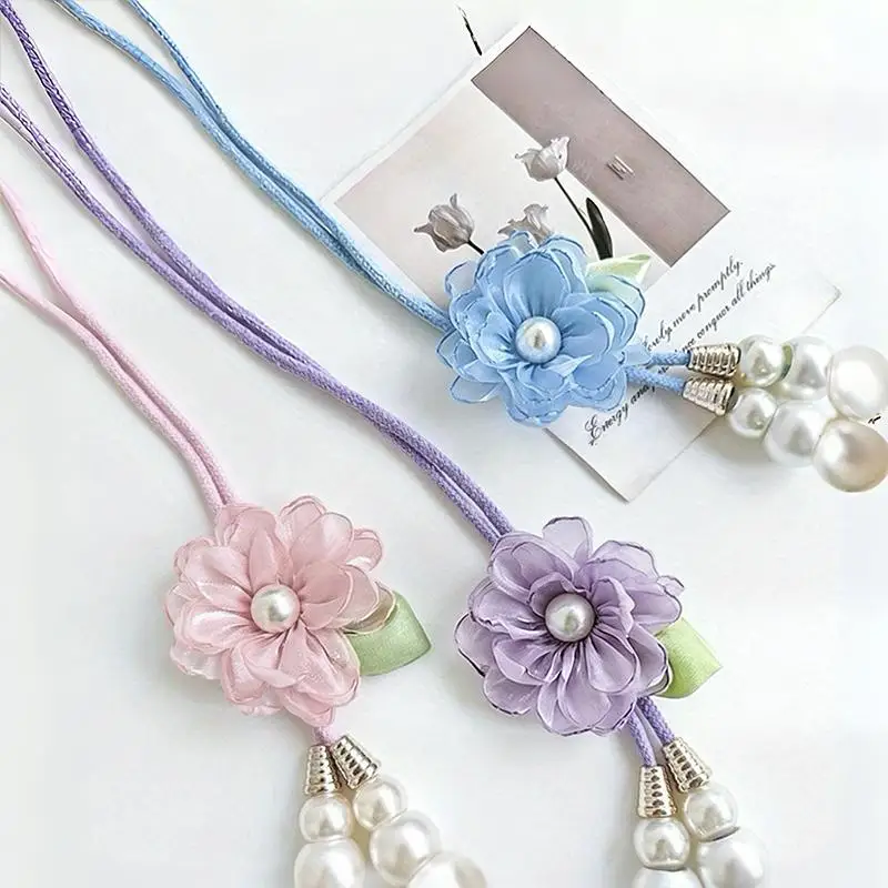1pc Curtain Tieback Pearl Flower Curtain Tie Adjustable Camellia Curtain Rope Buckle Curtain Binding Hanging Ornament