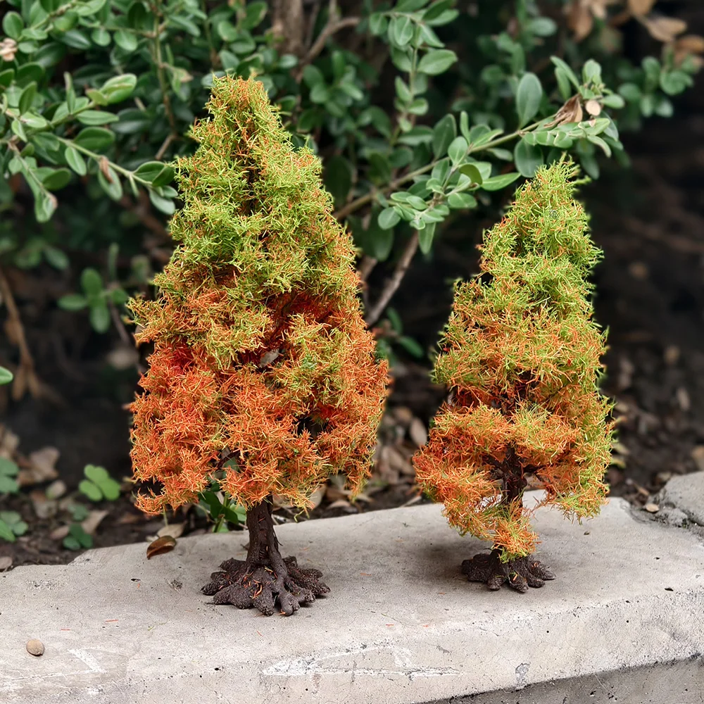 철도 기차 레이아웃/군사 풍경/디오라마/샌드 테이블 풍경을 위한 인공 소형 와이어 나무 모델 시뮬레이션 식물