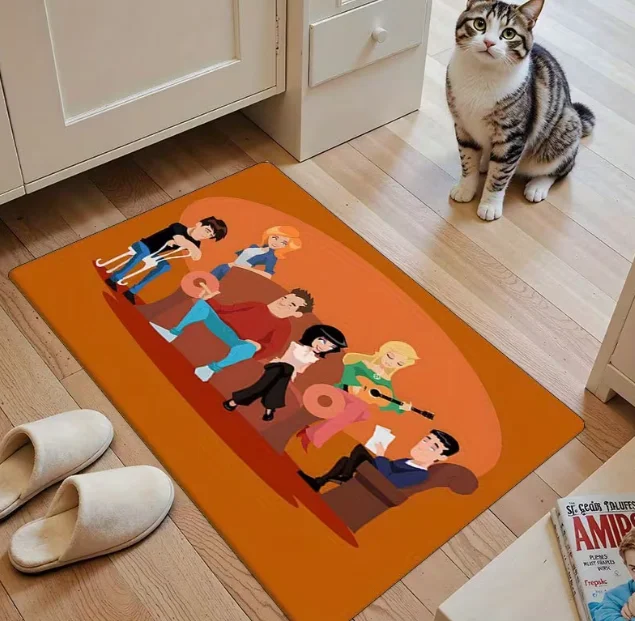 Felpudo de programa de televisión Friends, tapete Central Perk Cafe Scene con sala de estar, cocina, baño, regalo para amigos, Fans, decoración del hogar