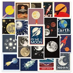 50pcs Retro Aesthetic Outer Space Travel Rockets Planets Stickers Waterproof Graffiti For Luggage Guitar Phone Laptop Decals