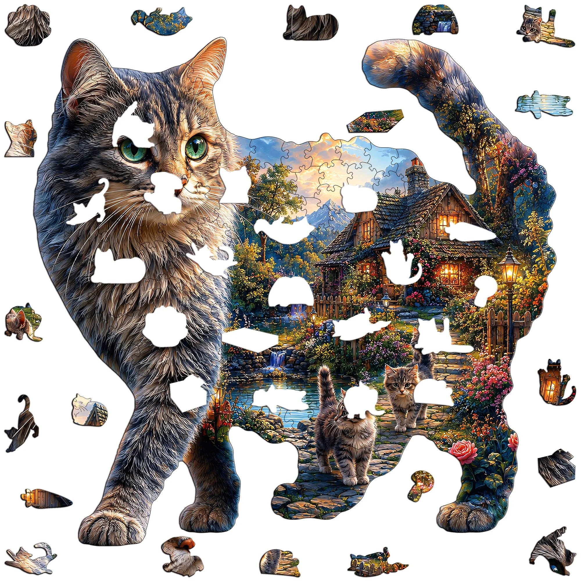 Peacock Pattern and colorful Nature Wooden Animal Jigsaw Puzzle Educational Toy Brain Teaser Christmas Birthday Holiday Gift