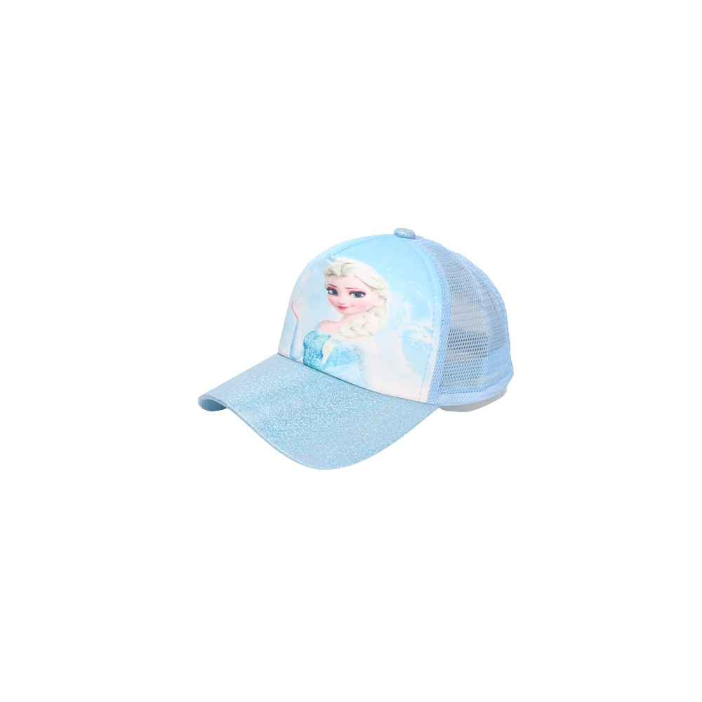 Disney Girls Summer Baseball Caps Frozen Elsa Princess Mesh Breathable Hats Cartoon Cute Adjustable Snapback Caps Street Sun Hat