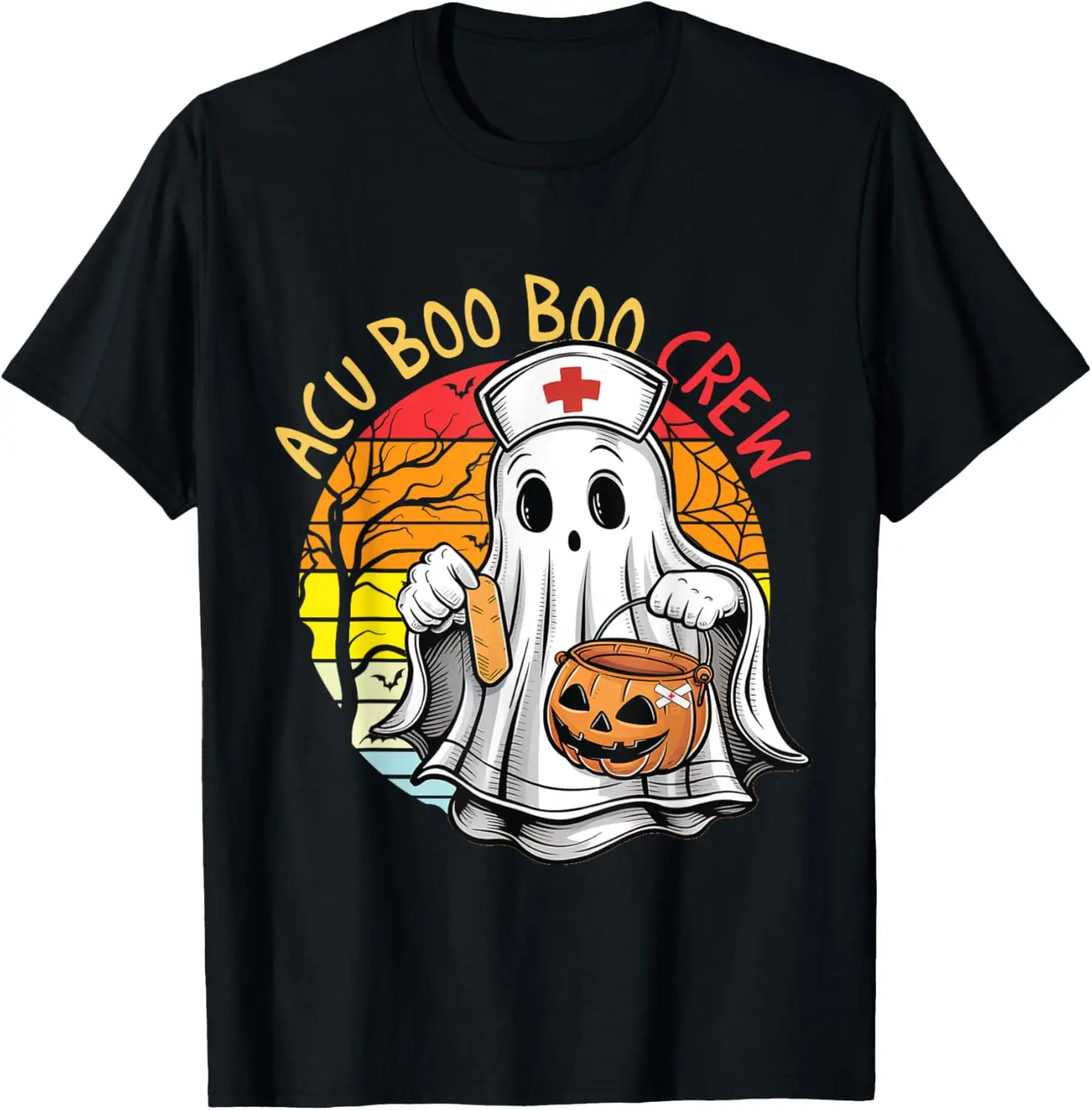 Funny Nurse Ghost ACU Boo Boo Crew Halloween Costume Women T-Shirt