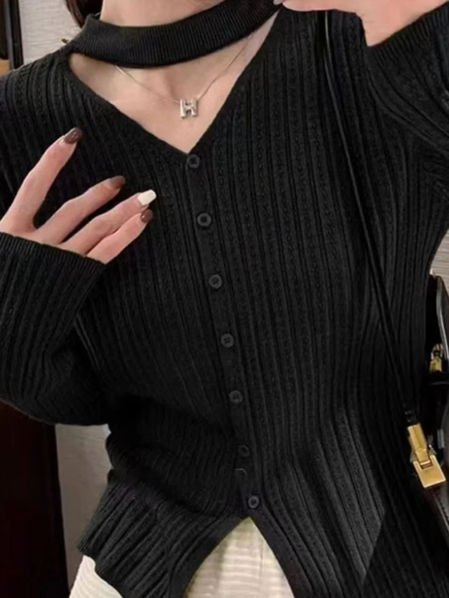 

Sli Korean Ne Hanging Knitted Long Sve Women's Base irt Slimming Autumn Winter New Faion Versatile Top