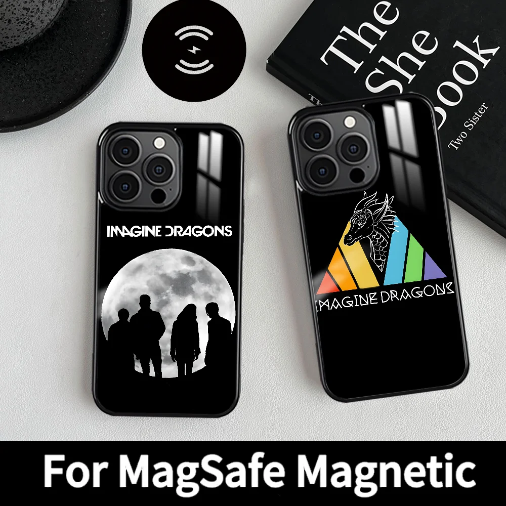 Rock Band I-Imagine D-Dragons Phone Case For iPhone 16 15 14 13 12 11 Pro Max Plus Mini Magsafe Mirror Wireless Magnetic Cover