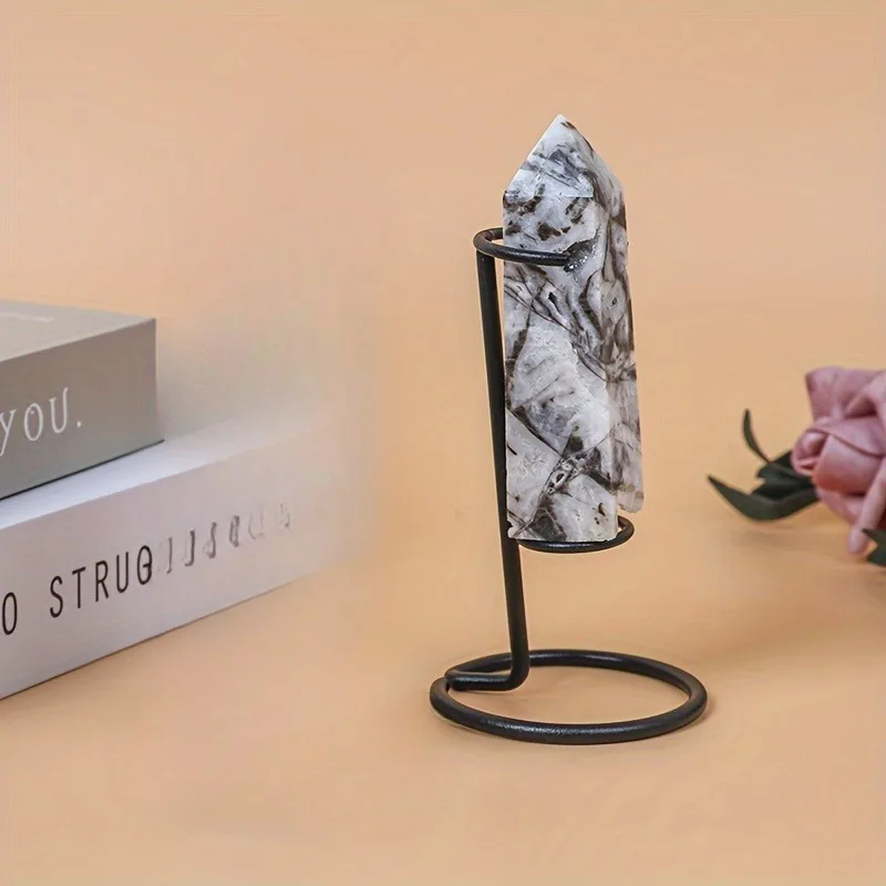1PC Classic Pedestal Stand for Crystal Column Display, Religious Theme Boho Base Holder for Energy Stone Hexagonal Pillars