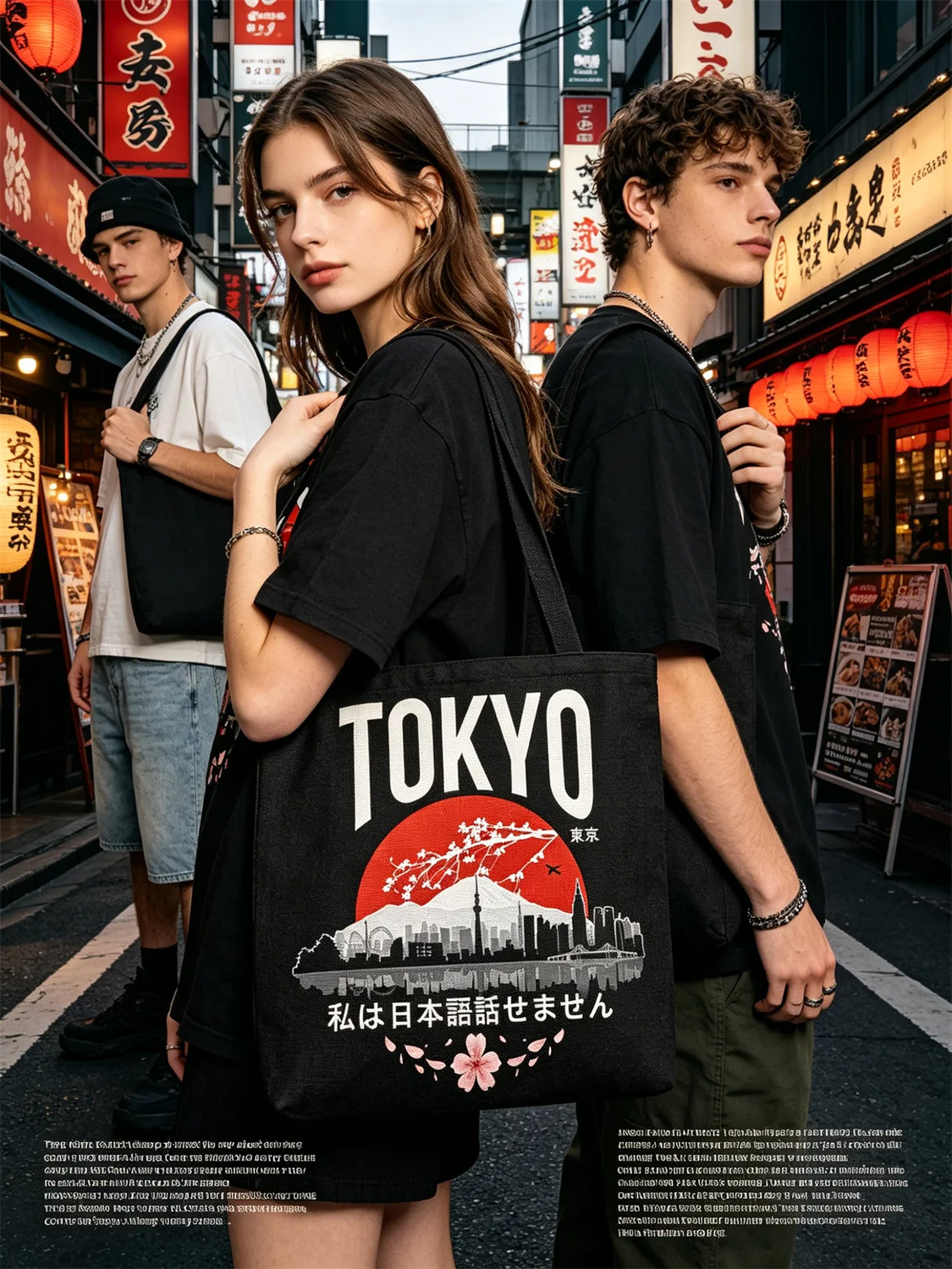 2026 Women's Shoulder Bag, Tokyo Japan Cherry Blossom Skyline Graphic Print Handbag, Stylish Tote Bag for Japanese Aesthetic Tra