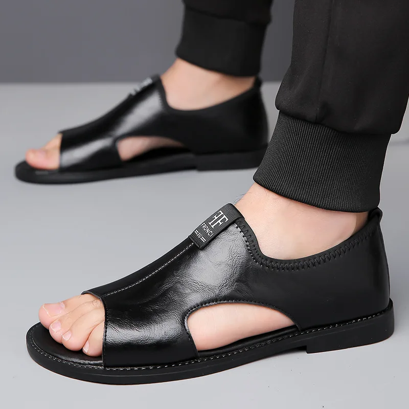 WHOHOLL Fashion Men's Summer Sandals Original Leather Comfortable Slip-on Casual Sandals Fashion Men Slippers Zapatillas Hombre