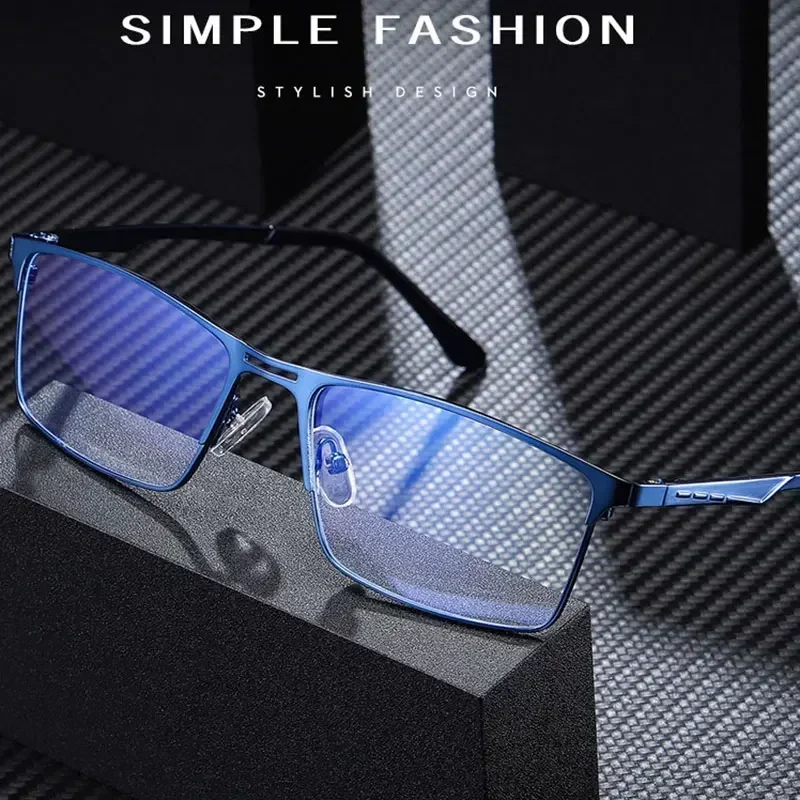 Men's Full Rim Metal Optical Eyeglasses Anti-Blue Light Business Style Customizable Myopia Lenses Fashionable New Arrival