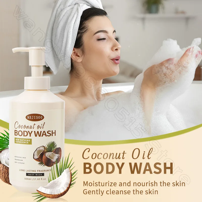 Coconut Oil Body Wash 500ml Deep Cleansing, Anti-itch, Moisturizing, Long-lasting Fragrance, Coconut Oil Shower Gel
