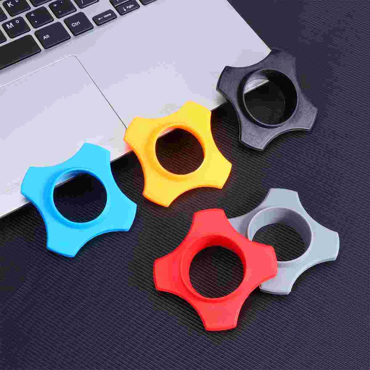 5pcs Microphone Silicone Stand Skidproof Circle Mic Anti-slip Ring KTV Replacement (Orange Blue Black Gray and Red One for