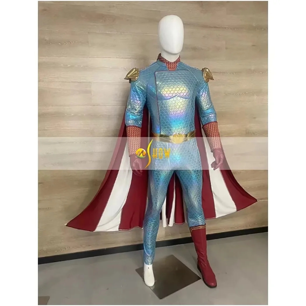 

Homelander Costume Superhero Cosplay Jumpsuit with Cloak Adult Men Halloween Battle Outfit