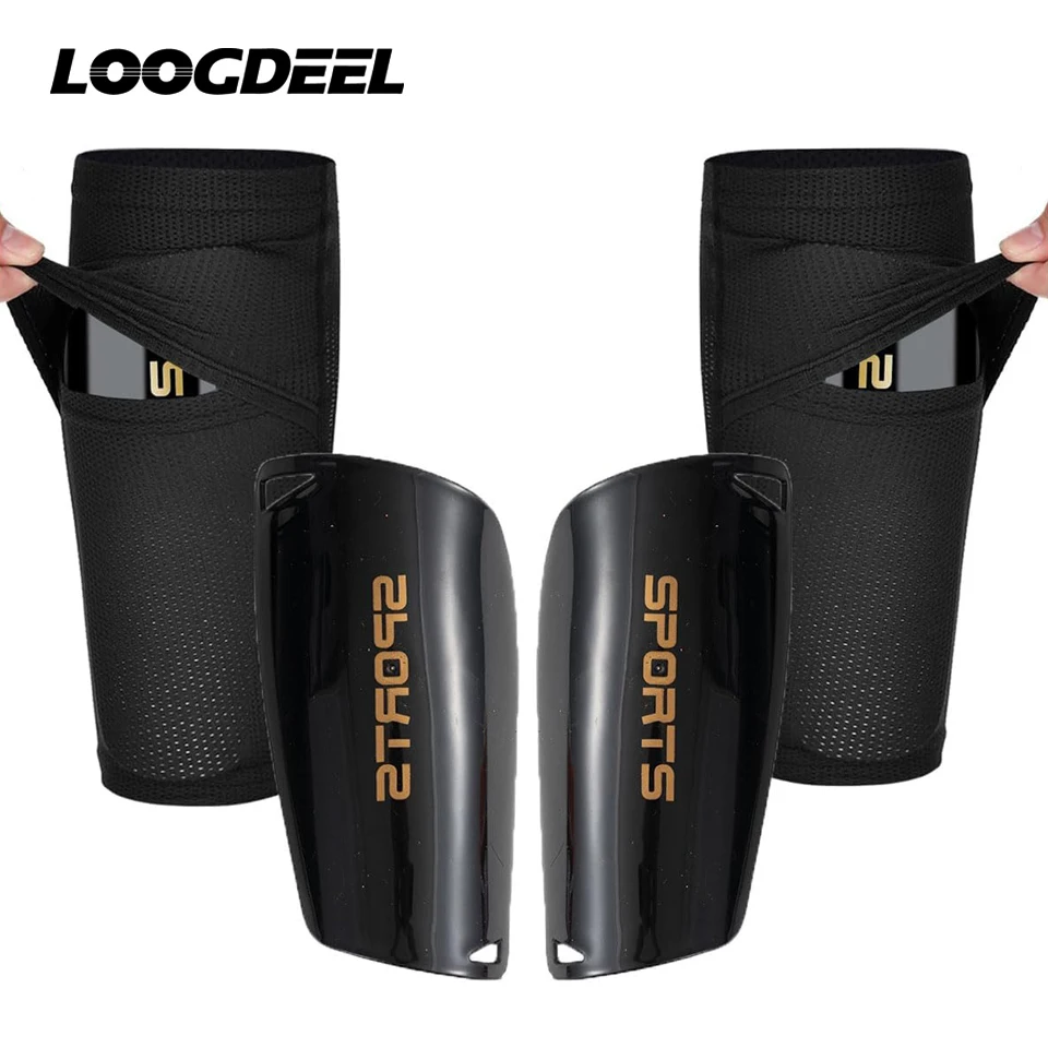 Loogdeel Soccer Shin Guards for Kid Youth Teen Adult - Shin Guards Sleeves with Inserted Pocket Cushion Protection Reduce Shocks