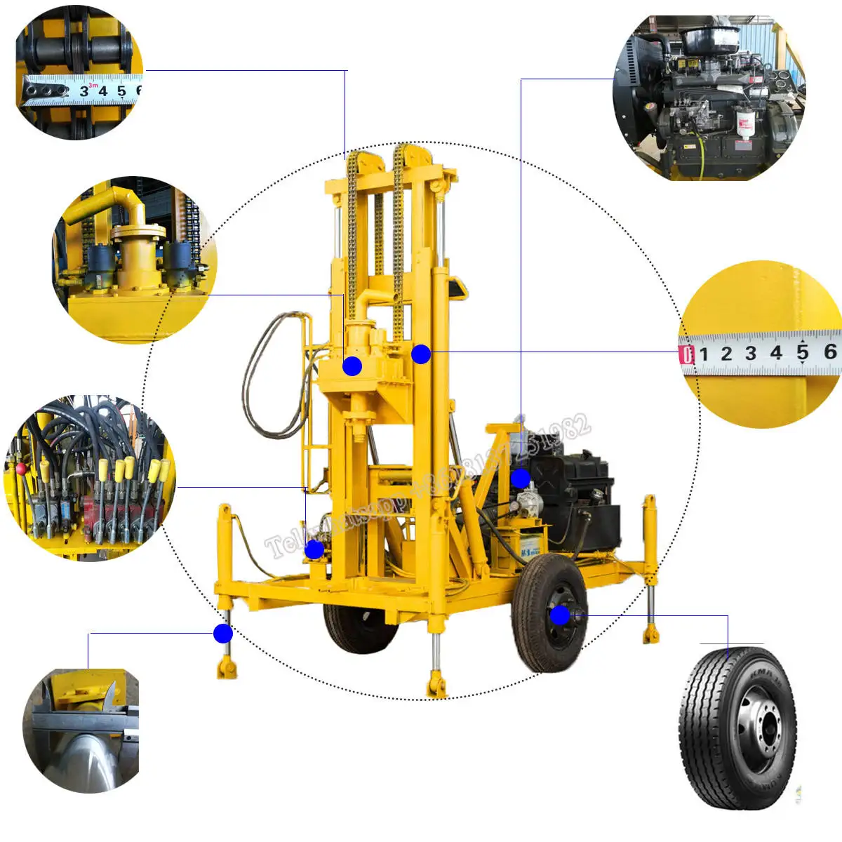 60hp diesel type 100-200 m folding drag rotation mine drilling rig hydraulic water well borehole drill machine