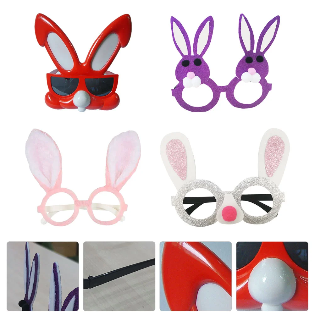 

4 Pcs Circle Glasses Rabbit Kid Gifts Easter Party Eyeglasses Christmas Supplies