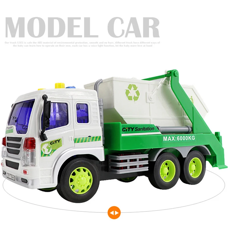 New Large Sanitation Truck Model Children's Simulated Light and Music Inertia Truck Toy Children's Early Education Toy Gift