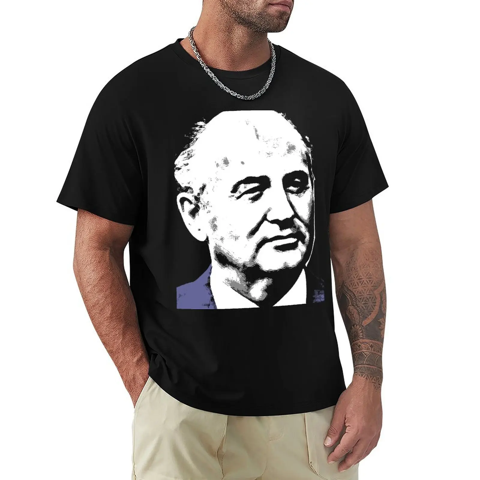 Mikhail Gorbachev-2 T-Shirt Basic Plain Tee for Spring and Summer