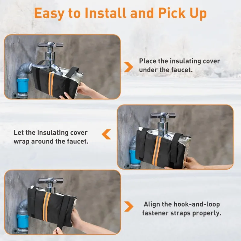 

【RECOMENDAR】Faucet Cover For Outdoor For Garden Spigot Pipe, Insulated Hose Bib With Reflect Strip For Winter Freeze Protection