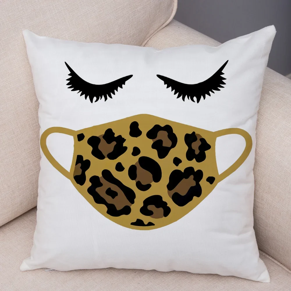 

Cartoon fashion mask eyelash printing pattern decorative pillow sleeve sleeve bed car office decorative pillow case
