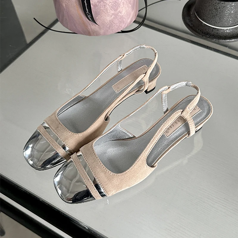 

Square Toe Summer Elegant Ladies Sandals Fashion Ladies Elastic Band Thick Heel Women Shallow Party Shoes Square Heel Sandals