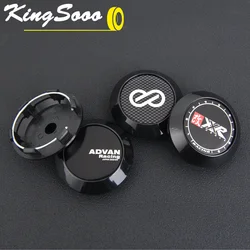 4PCS JDM ADVAN Cap Sport Rim 63mm Clip ENKEI Emblem Sticker XXR Wheel Center Caps Cover Hub Cap Black & Silver