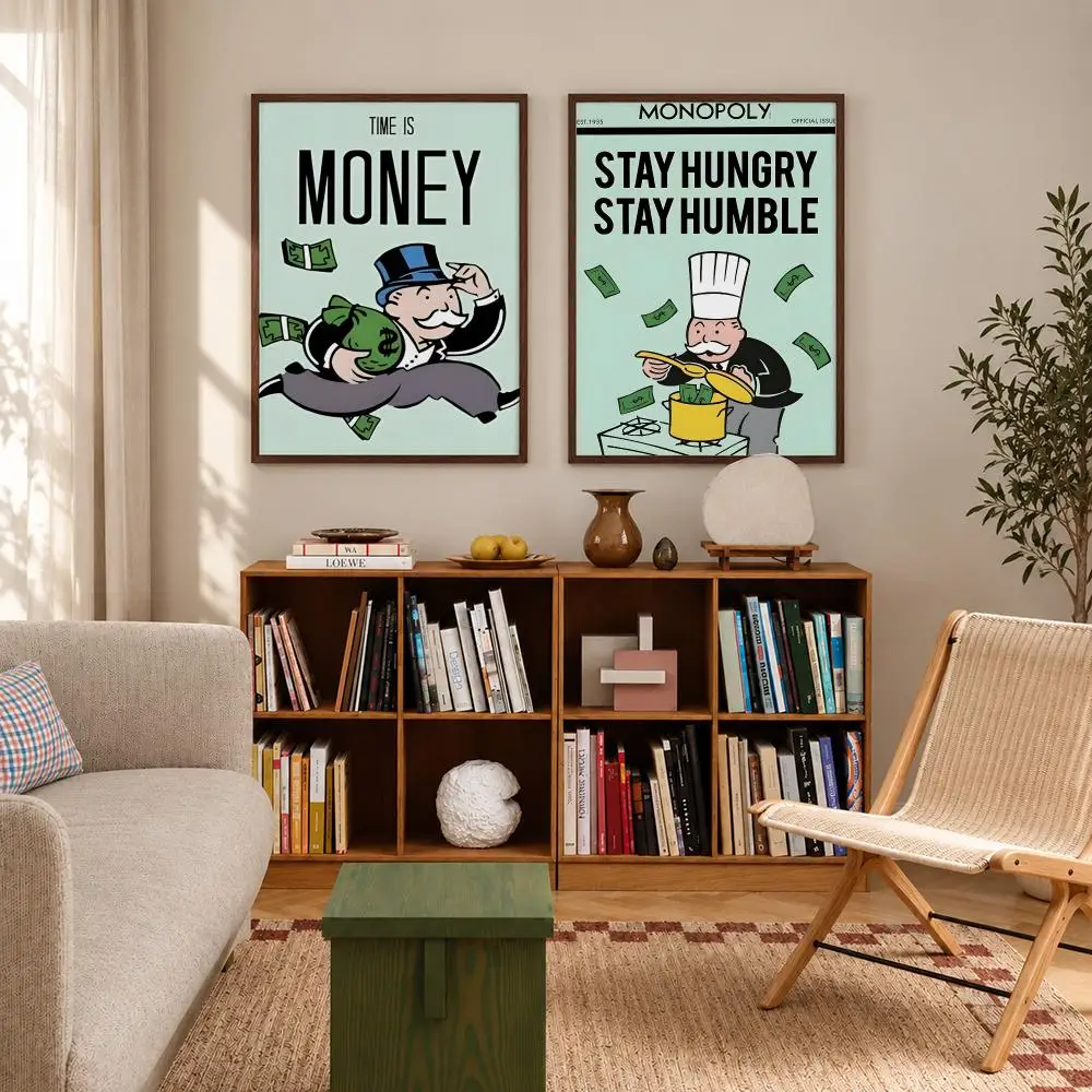 Classic Family Board Game Monopoly Poster Self‑Adhesive Waterproof Poster Sticker Wall Art Home Decor