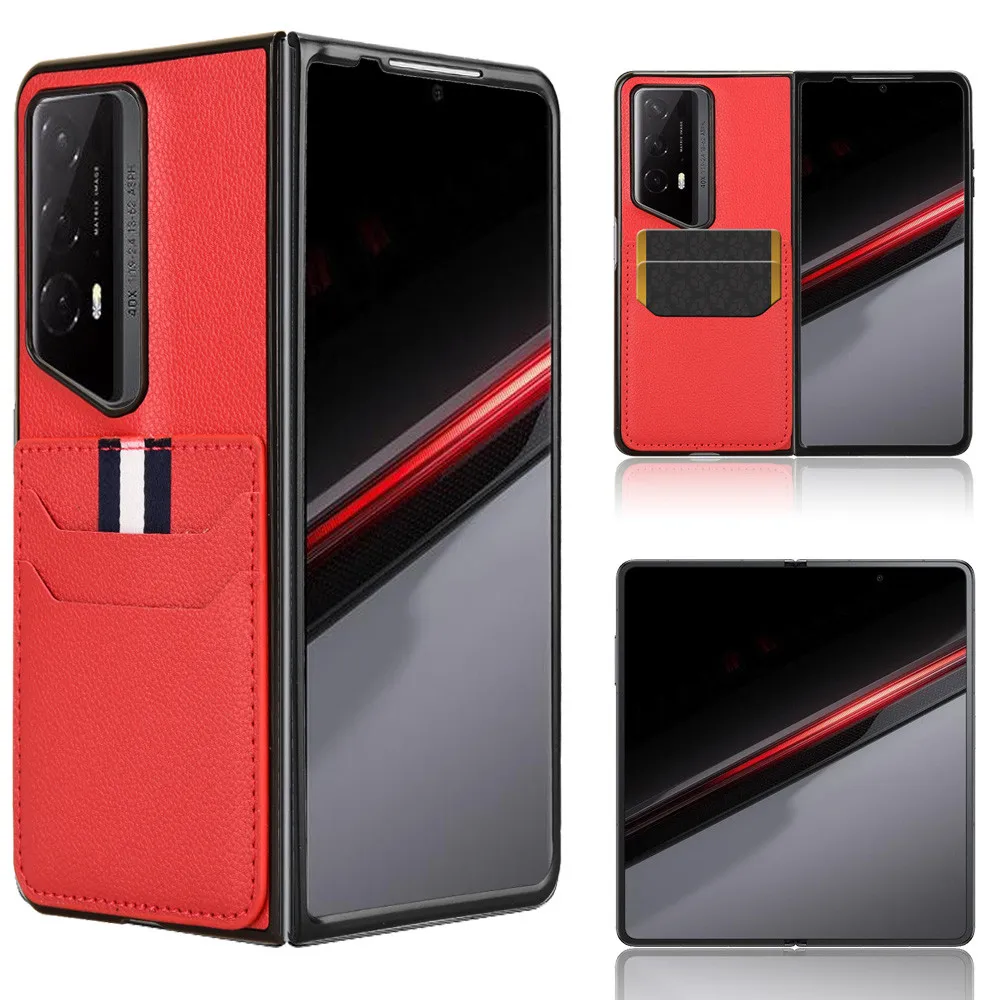 Casing ponsel penutup belakang keras dengan slot kartu untuk Huawei Honor Magic V2 RSR desain Porsche casing pelindung kulit PU