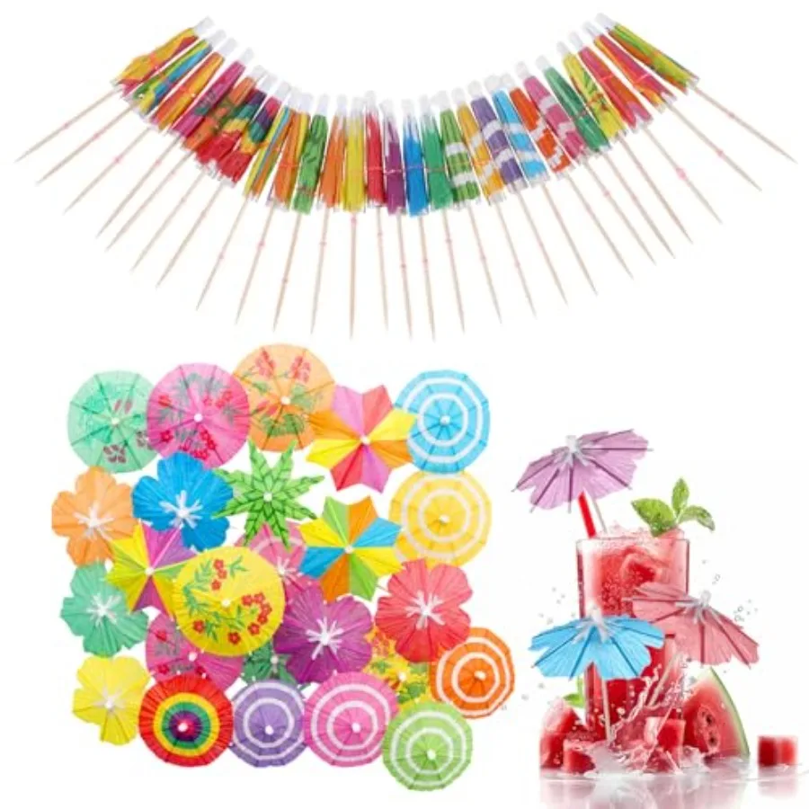 

60Pcs Cocktail Umbrellas Colorful Cocktail Picks Fancy Toothpicks for Appetizers Decorative Bar Garnish Picks Bamboo Umbrella F