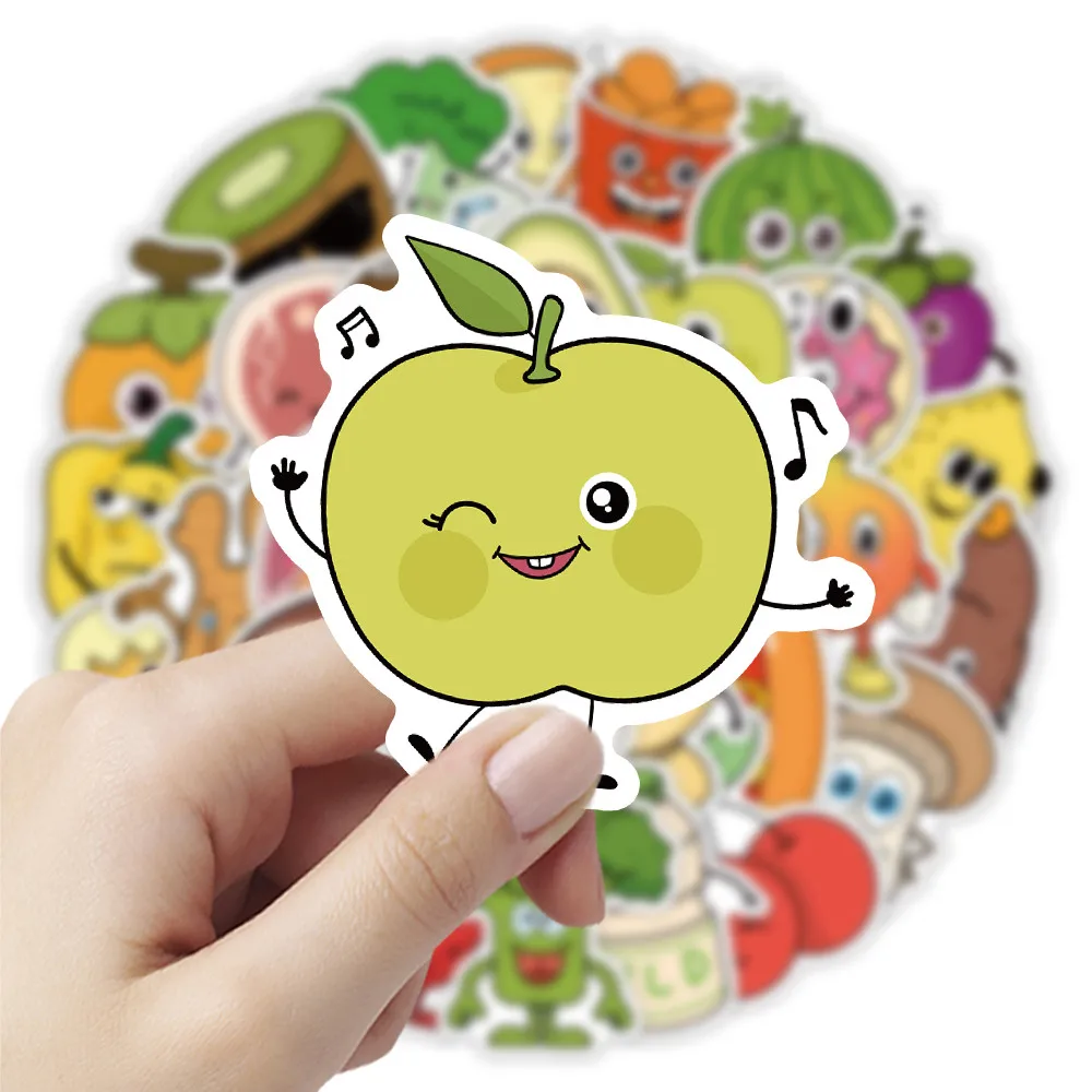 51-Piece Minimalist Fresh Food A Stickers - Cute Decorative Decals for Phone Cases, Notebooks Golden Memory Stickers Store