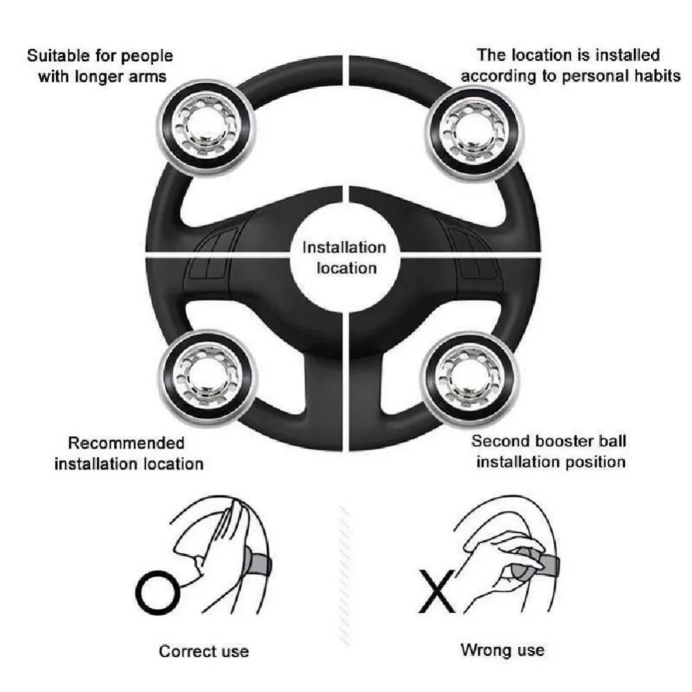 360 Degree Rotation Power Steering Wheel Ball Metal Bearing Ball Shaped Steering Wheel Booster Helper Hand Control