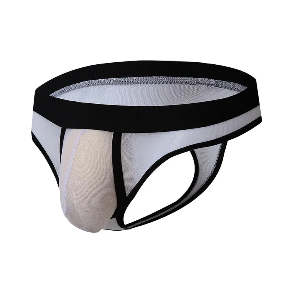 Men's Mesh G-String Thong Low Waist T-Back Underwear Breathable Pouch Jockstrap Solid Daily Wear S-XL