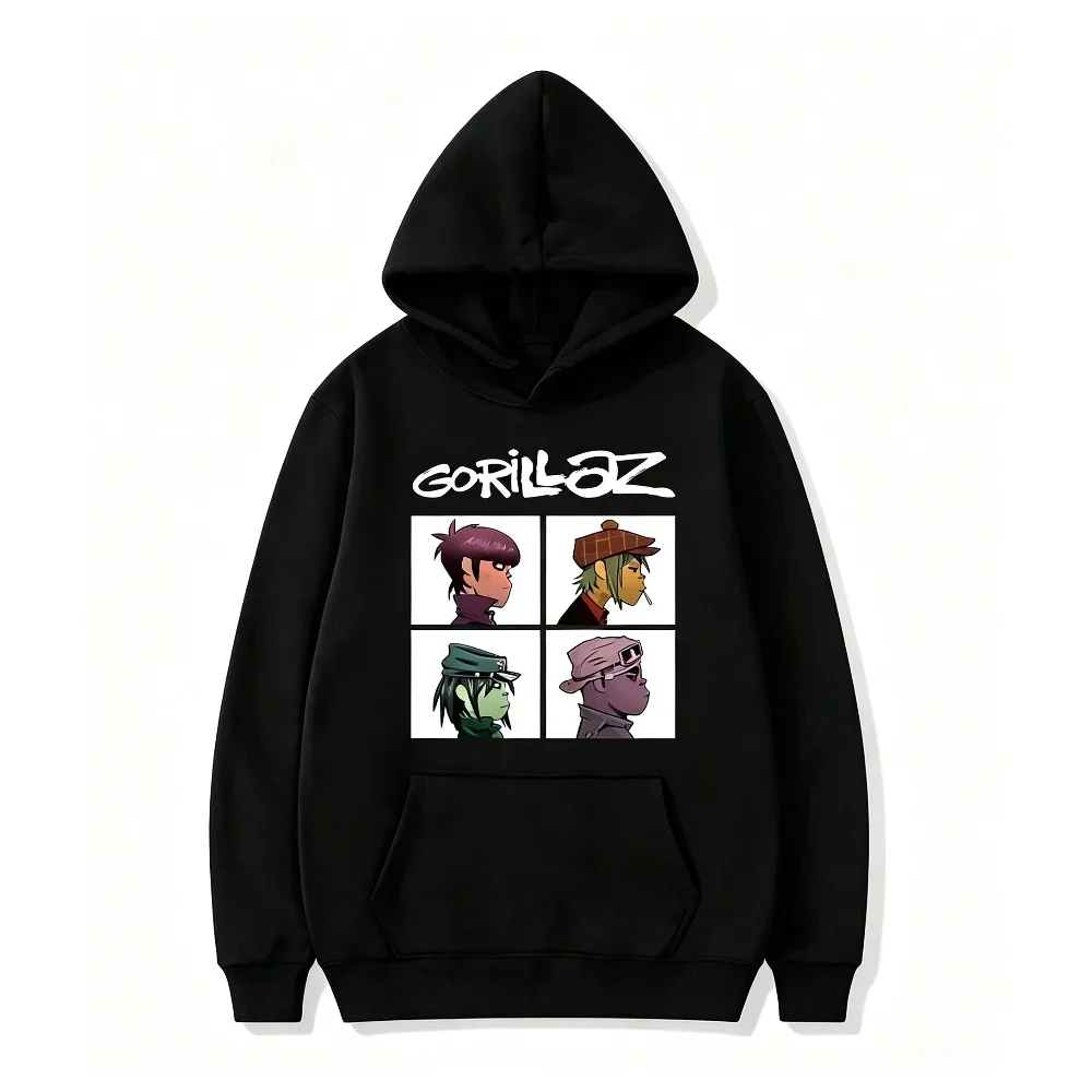 2026 New Retro Hip Hop Gorillaz Printed Hoodie Four Members Panel Men Women Casual Long Sleeve Streetwear Pullover Sweatshirt