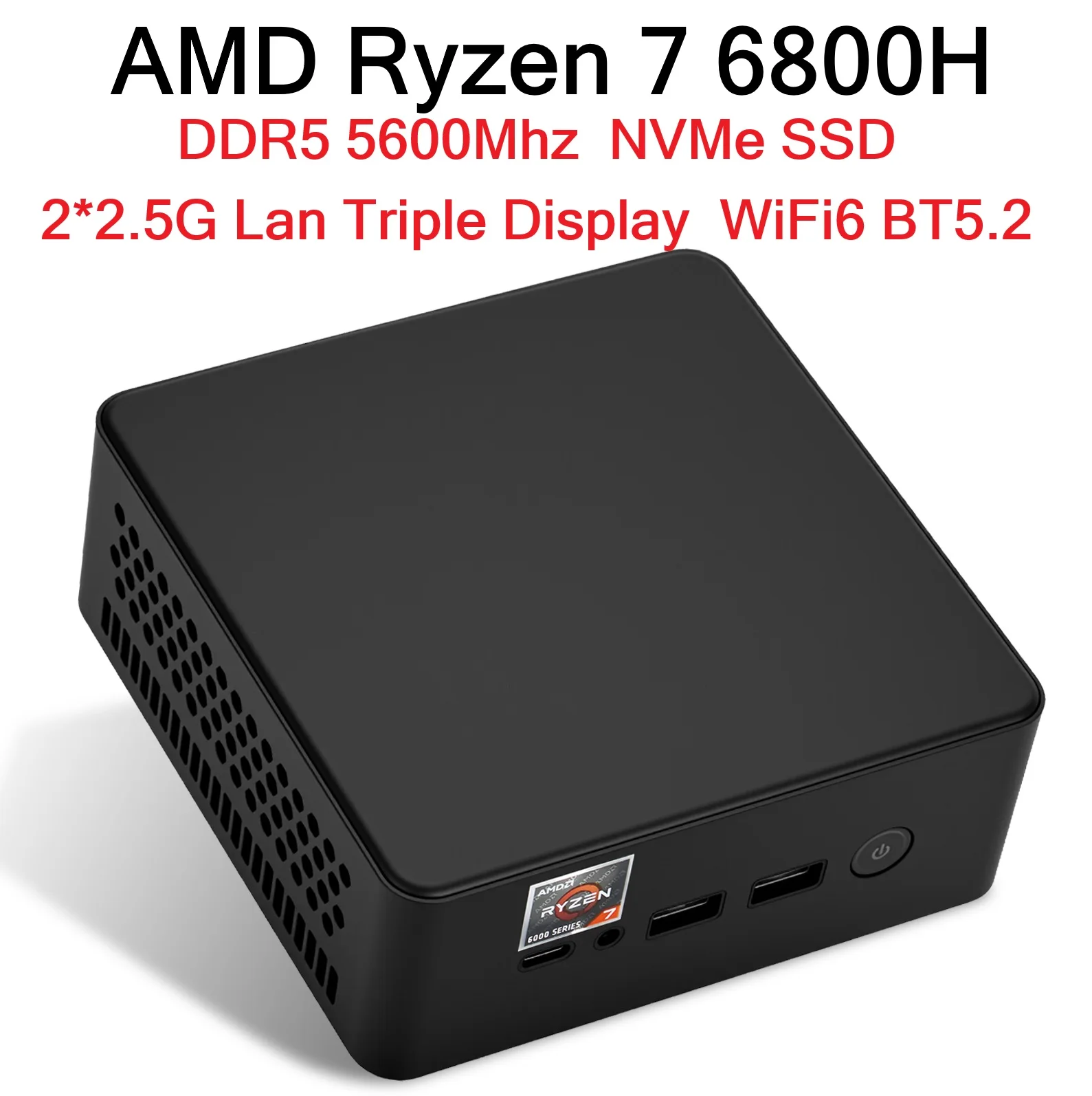 SZBOX Z68 AMD R7 6800H Mini PC WiFi6 BT5.2 DDR5 5600Mhz 32GB 1TB NVMe SSD Triple Display Desktop Gaming Computer VS 6600H 5825U