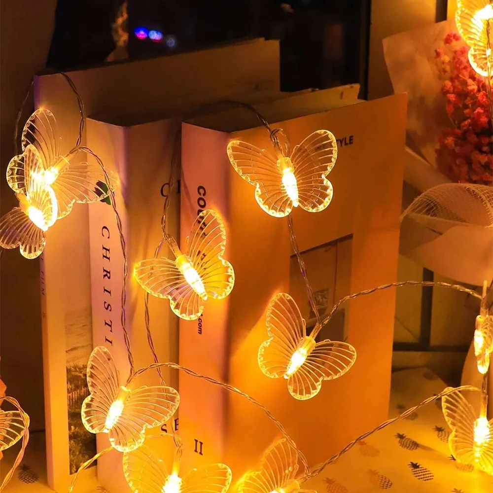 6M 40LEDS Bunte Schmetterling Lichterketten Für Urlaub Lichterkette Hof Garten Hochzeit Party Dekoration Zimmer Licht Dekor – Detail 14