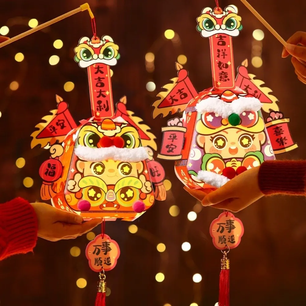

Chinese Style Portable Rabbit Lantern Handmade Glowing Handheld Rabbit Lantern with Tassel Traditional Craft LED Lantern Toys