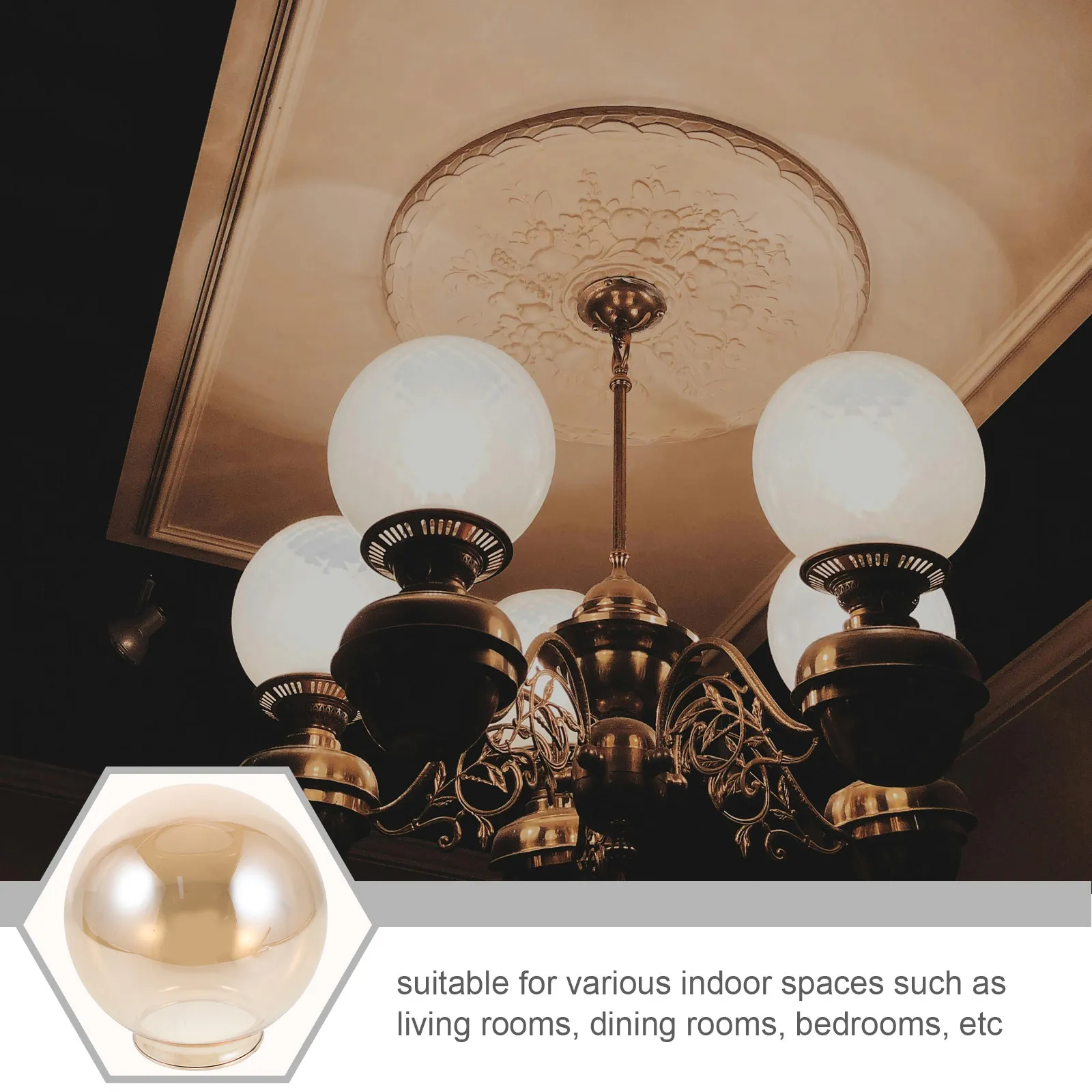 Glass Globe Lamp Shade Replacement Clear Round Sphere 6 Inch Glass Lampshade for Pendant Light Bedroom Living Room Dining Hotel