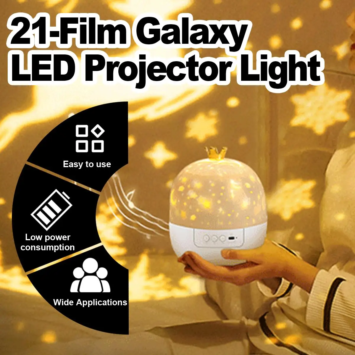 Crown Galaxy Projector 21 In 1 Light Lamp Usb Powered Led Night Bedroom Dimmable Plug-in For Kids Decoration Happy Birthday Room