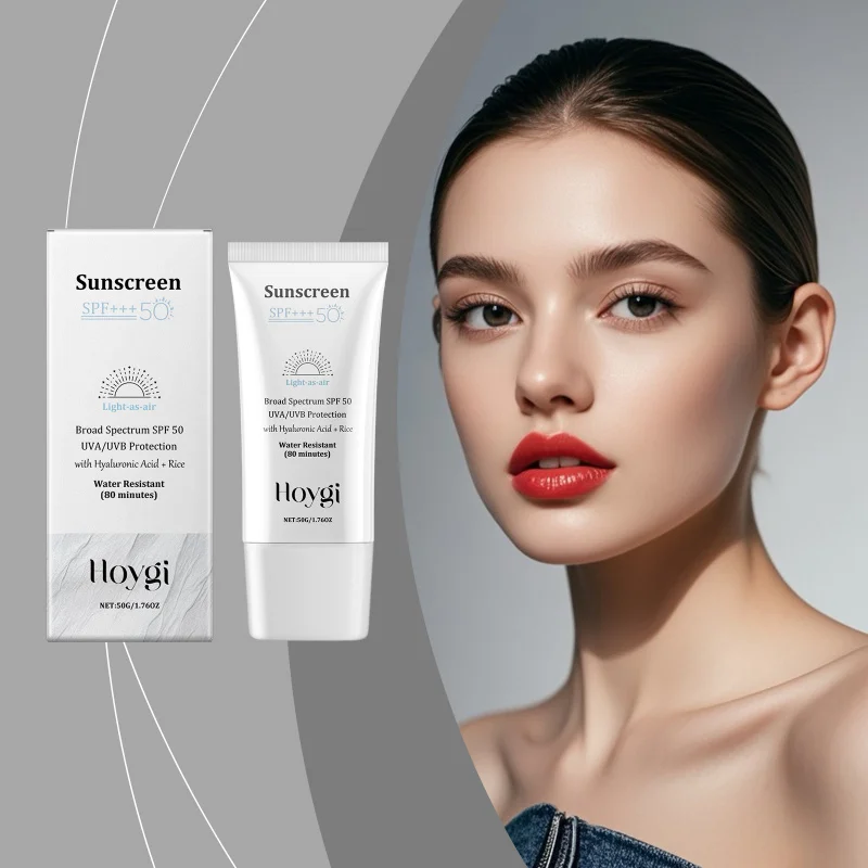 

Hyaluronic Acid Rice Facial Sunscreen Cream Mild Fresh Texture Lightweight Moisturizing Barrier Improves Skin Texture